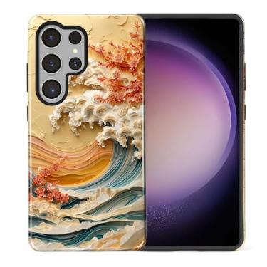 Imagem de casesok Capa para Samsung Galaxy S25 Ultra, capa rígida de camada dupla + capa de telefone de silicone, proteção de corpo inteiro à prova de choque para Samsung Galaxy S25 ultra-outono flor onda