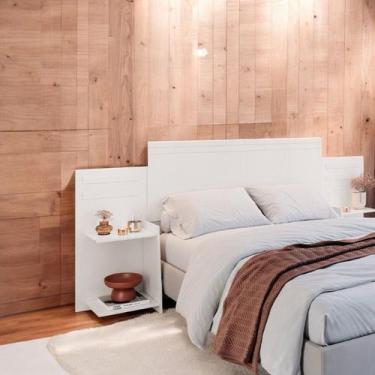 Imagem de Cabeceira MDF Flexível Solteiro Casal Queen Para Cama Box cor Branco -