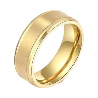 Imagem de Alianças De Casamento Em Aço Inoxidável 8MM Com Borda Polida E Acabame