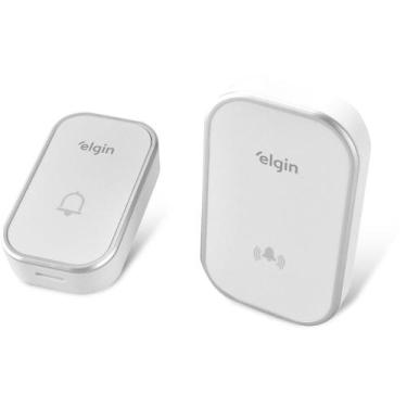 Imagem de Campainha Residencial sem Fio Branca ELGIN Conjunto Bivolt