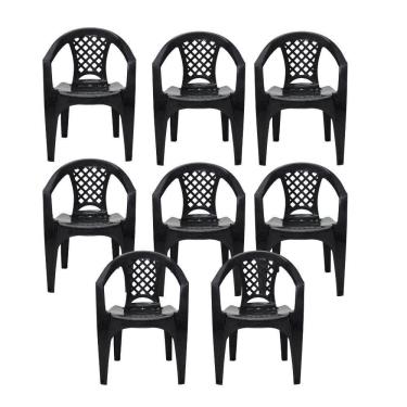 Imagem de Kit 8 Cadeiras Tramontina Iguape Polipropileno Empilháveis Preto