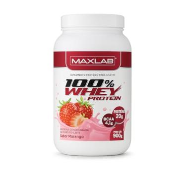 Imagem de 100% Whey Protein Pó 900g - Morango - Maxlab