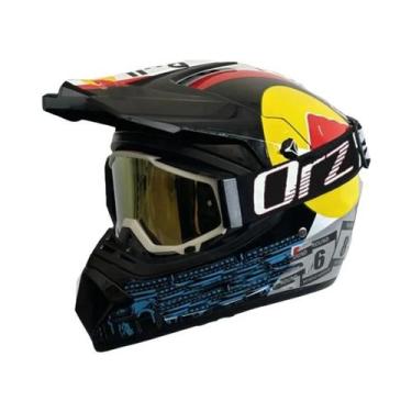 Imagem de Capacete De Motocross Infantil Para Off-Road Com Óculos De Proteção - 