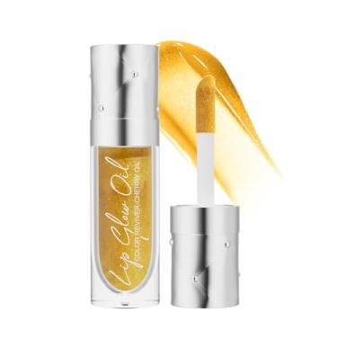 Imagem de Yanqina Óleo hidratante labial brilhante de longa duração nutritivo brilho labial hidratante não pegajoso mancha labial óleo de cereja cuidado labial (dourado)