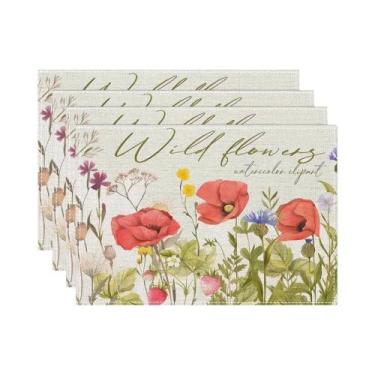 Imagem de Jogo De Sousplats Florais Com Folhas (Conjunto De 4, 6 Ou 8) Para Mesa