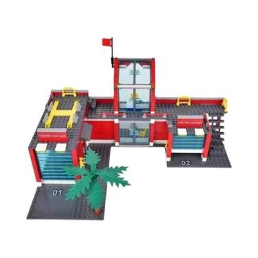Imagem de Blocos De Montar HUIQIBAO: Caminhão De Bombeiros E Estação De Bombeiro