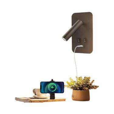 Imagem de Luminária De Parede LED USB Multifuncional Para Leitura E Luz Noturna 