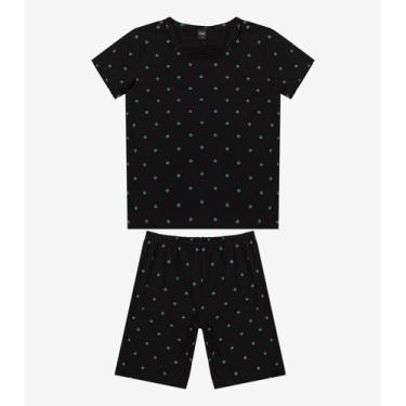 Imagem de Pijama Infantil Camiseta e Bermuda Select Preto, 10, Preto