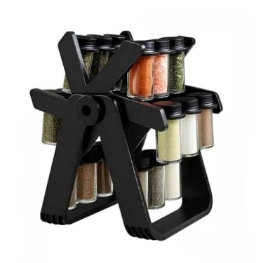 Imagem de Porta Temperos Giratório Preto com Potes de Vidro 85ml – Organização Impecável (PREMIUM- 12 POTES - LINE)