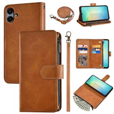 Imagem de Furiet Capa carteira para Samsung Galaxy A06 5G com alça de pulso e alça de ombro couro PU flip elegante 6+ porta-cartões suporte bolso dinheiro acessórios celular capa para celular para Ao6 A 06 4G