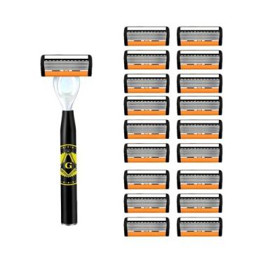 Imagem de Conjunto De Barbeador Azul De 6 Camadas Com 1 Suporte E 6 Lâminas Para