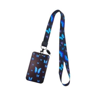 Imagem de Porta-Crachá Borboleta Feminino Com Cordão Para Identificação E Cartõe