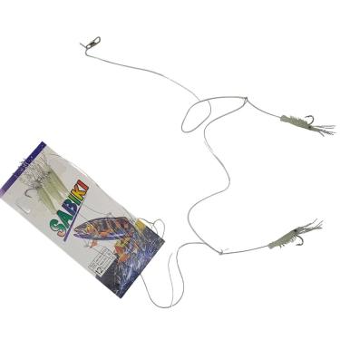 Imagem de Isca Artificial Pescaria Sabiki 5 Camarao Fluorescente Para Lambari Robalo Tainha Uso Mar Rio Lago Pesca Esportiva