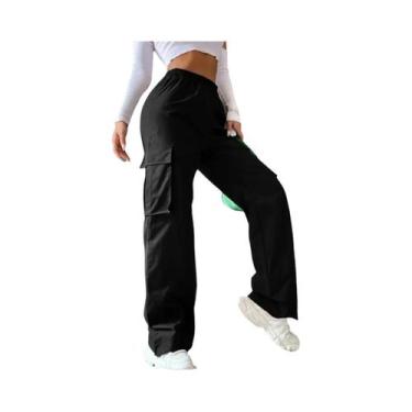 Imagem de Calças Cargo Baggy Rasgadas Y2K Femininas Com Cintura Elástica, Estilo