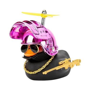 Imagem de Pato De Borracha Amarelo E Preto Com Hélice Para Capacete De Bicicleta
