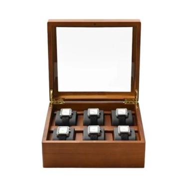 Imagem de Caixa Organizadora De Relógios De Madeira Com 10 Compartimentos Para A