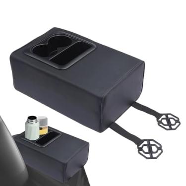 Imagem de Caixa de descanso de braço do banco traseiro, organizador de armazenamento interno automotivo com suporte de copo, apoio de braço do assento traseiro do carro, caixa de console de 2 fileiras | para