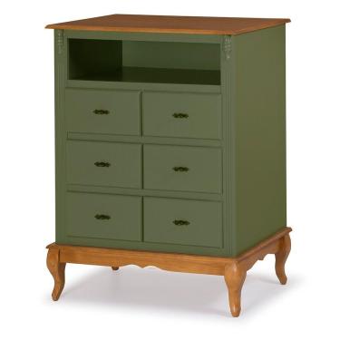 Imagem de Cômoda Antique 6 Gavetas Nicho Laca Verde Musgo
