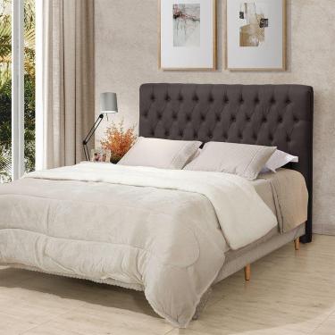 Imagem de Cabeceira Cama King Estofada 1,93 - Inca Linho Marrom