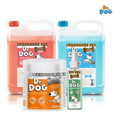 Imagem de Kit Banho &amp; tosa Dr. Dog Cães e Gatos Premium Shampoo Neutro Hipoalergenico 5litros