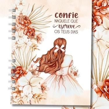 Imagem de Caderno A5 capa dura para anotações com versículos, caderneta brochura 96 folhas estilo inspirador, caderno sem pauta ou pautado para estudo, organização e uso diário (Confie- Ruiva,FOSCA)