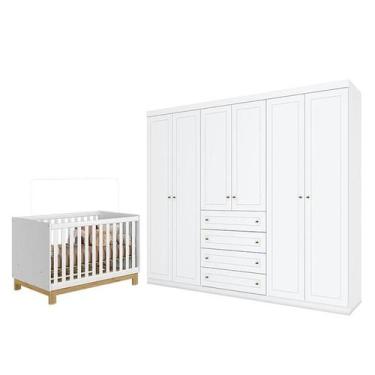 Imagem de Berço Americano Mini Cama Q Encanto Slim Branco Acetinado - Qmovi e Gu