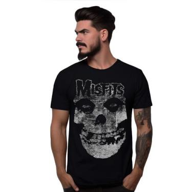 Imagem de Camiseta Preta Banda Misfits Logo Glenn Danzig Bomber Punk Rock, M