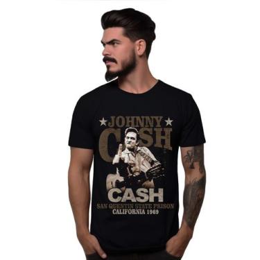 Imagem de Camiseta Preta Johnny Cash Fuck You San Quentin 1969 Bomber Country Ro