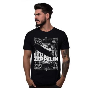 Imagem de Camiseta Preta Banda Led Zeppelin Mothership Símbolos Bomber Rock, M