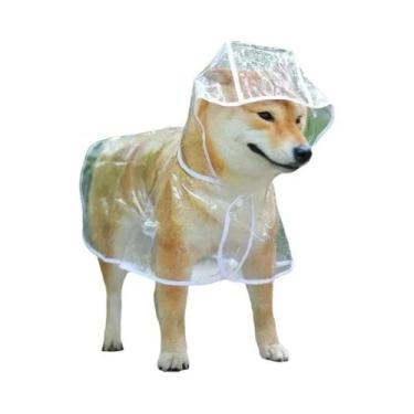 Imagem de Capa De Chuva Transparente Para Cães Pequenos Com Capuz Em PVC Macio -