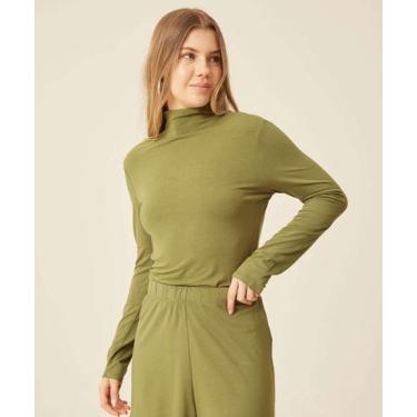 Imagem de Blusa Feminina Gola Alta Manga Longa Marisa-31018, Verde, PP