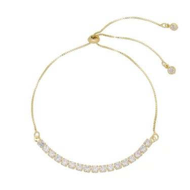 Imagem de Pulseira ajustável folheada a ouro 18k riviera chiara zircônia pequena