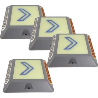 Imagem de Tacha Refletiva Olho De Gato Sinaliador Viario Fluorescente Kit 4 Uni 