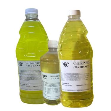 Imagem de Kit Economico Cha Branco Cheirinho e Alcool 2 litros Limpador Perfumad
