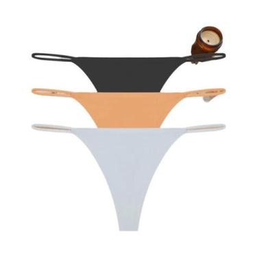 Imagem de Conjunto De 3 Peças De Calcinhas De Seda Sem Costura Para Mulheres, Ul