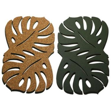 Imagem de 2 Descanso Suporte De Travessa Panela Folha Cortiça Natural - Idealiza