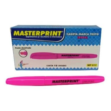 Imagem de Caneta marca texto masterprint caixa com 12 unidades, rosa