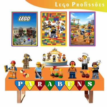 Imagem de Kit Festa Facil Montagem Decoração Pratica - Lego Profissões - Tudu De