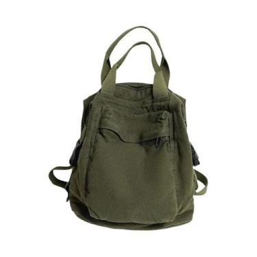 Imagem de Mochila Vintage De Lona Em Cor Sólida, Estilo Estético Hippie Y2K, Bol