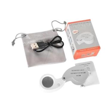 Imagem de Lupa De Joias Recarregável Dobrável 40X 60X Com Luzes LED UV Para Joal