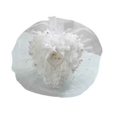 Imagem de Almofada De Anel De Noiva Em Formato De Coração Luxuosa E Romântica Pa