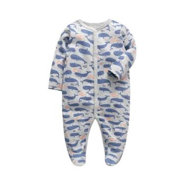 Imagem de Macacão De Algodão Macio Para Bebês Meninas E Meninos Com Mangas Longa