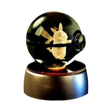 Imagem de Lâmpada Noturna 3D Pikachu Gengar Mewtwo Estátua De Bola De Cristal Po