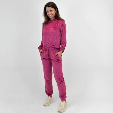 Imagem de Agasalho Blue Rose Plush Blusa Fechada Canguru com Calça Feminina-Feminino