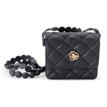 Imagem de Bolsa Transversal Quadrada Fashion Feminina Menina - Cauby, Preto