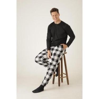 Imagem de Pijama Masculino Longo Xadrez Frio Inverno Flanela-Masculino