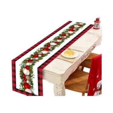 Imagem de Caminho De Mesa Xadrez Buffalo Para O Natal, Decoração De Mesa De Nata