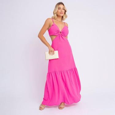 Imagem de Vestido Longo Soltinho De Amarrar Vazado Alcinha Argola Duna - SWISS B