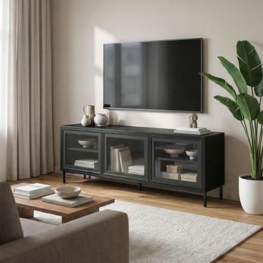 Imagem de Rack para TV até 55" Bancada 135cm Refresh com 3 Portas de Vidro e 2 P