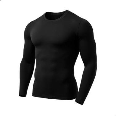 Imagem de Camiseta Térmica Manga Longa Básica Proteção UV Dry Lisa Tradicional Poliéster Treino-Unissex